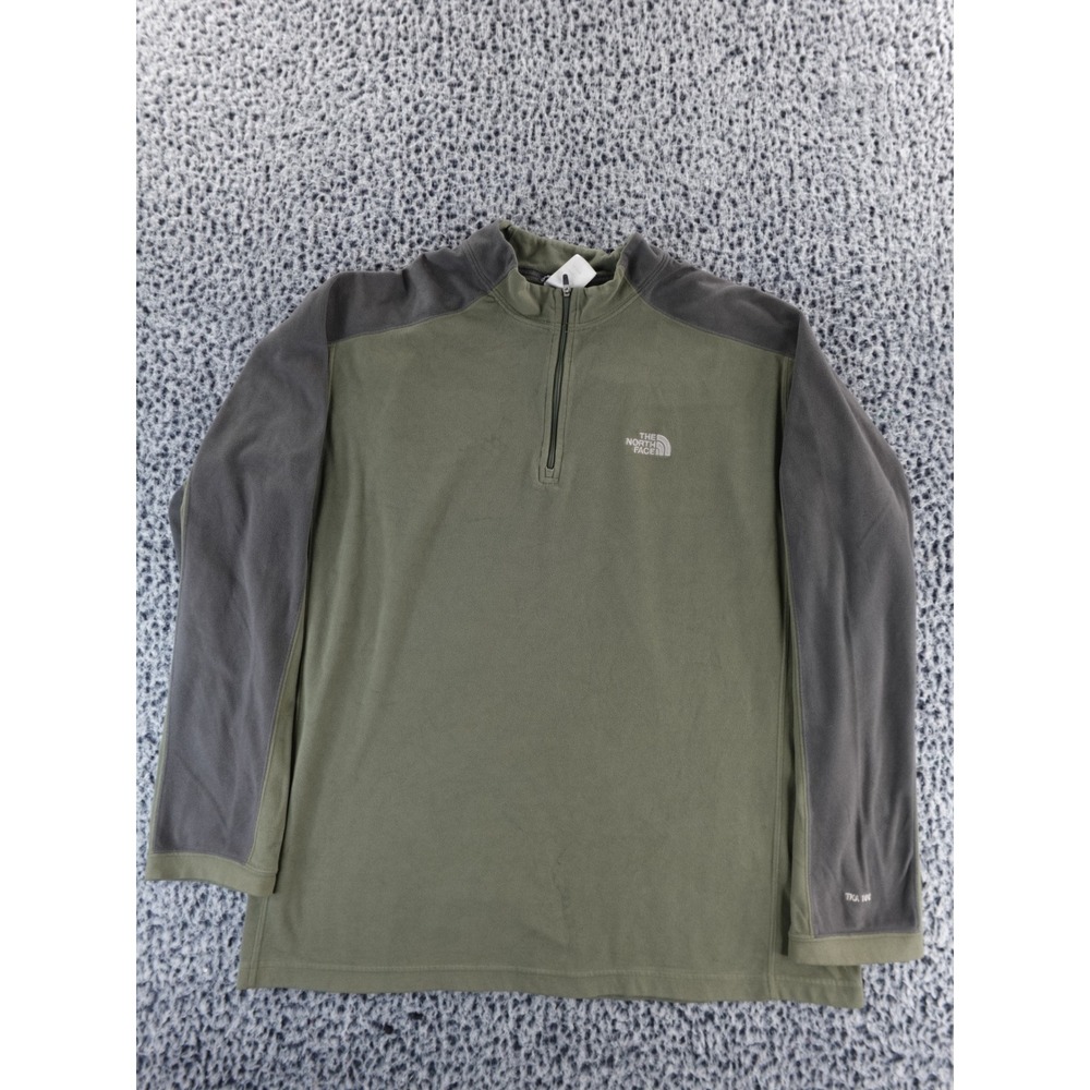 The North Face Mens TKA 100 Fleece 1/4 Zip Pullover Khaki Green XL